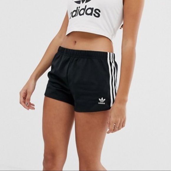 adidas Pants - Adidas classic three stripe black mesh track short